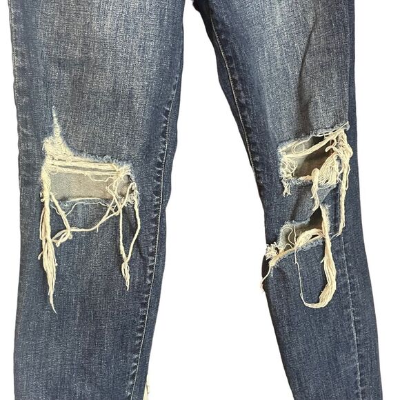 Willow & Root Distressed Frayed Knees Blue Denim Jeans, size 27 - Picture 3 of 7